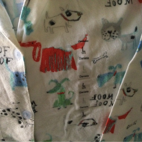 Clonhadas 100% Cotton Flannel Pajamas Set Dog Print - NEW! Size L - Picture 8 of 9